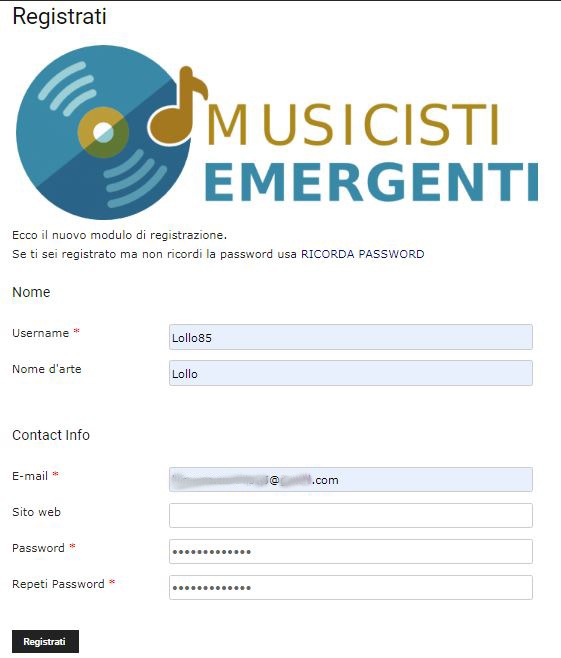 Come registrarsi sul sito di Musicisti Emergenti